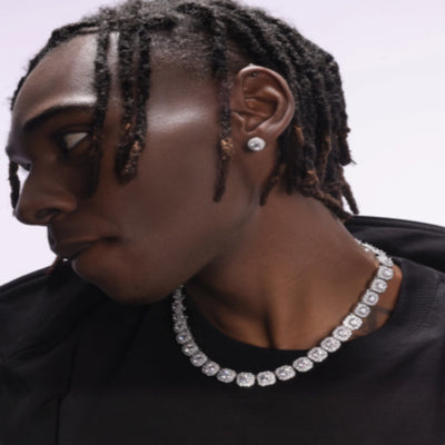 18K White Gold Plated Diamond Rock Sugar Necklace