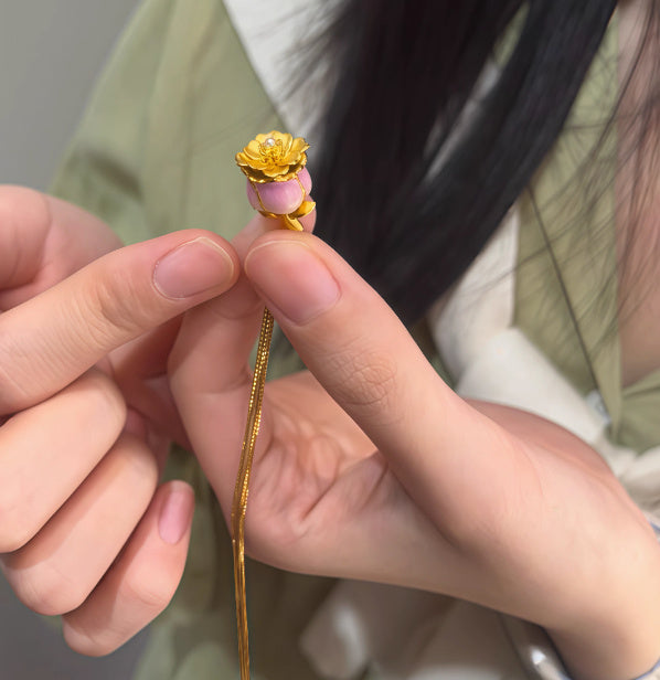 S925 Silver Warm Enamel Blossom Rose Pendant Necklace