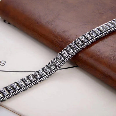 Men's Sterling Silver Fashion Distressed Key Bracelet