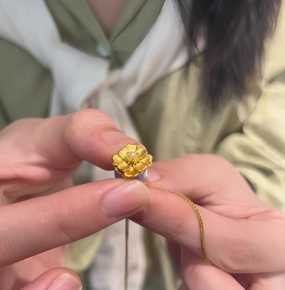 S925 Silver Warm Enamel Blossom Rose Pendant Necklace