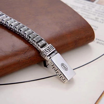 Men's Sterling Silver Fashion Distressed Key Bracelet