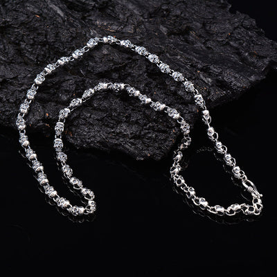 S925 Sterling Silver Fine 6mm Skull Necklace