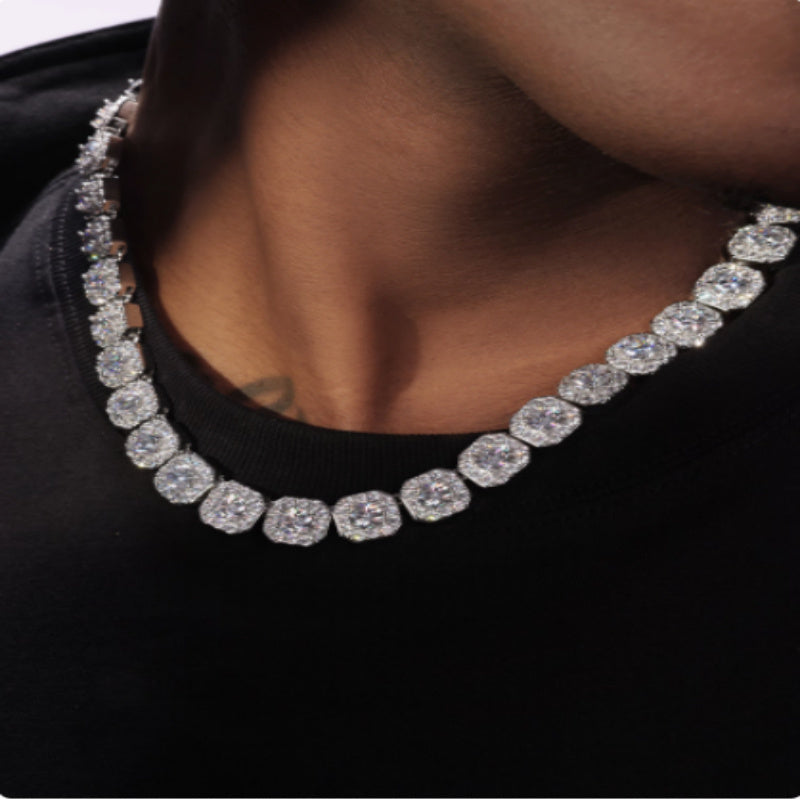 18K White Gold Plated Diamond Rock Sugar Necklace