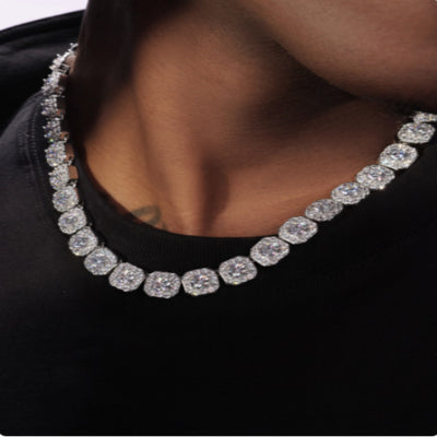 18K White Gold Plated Diamond Rock Sugar Necklace