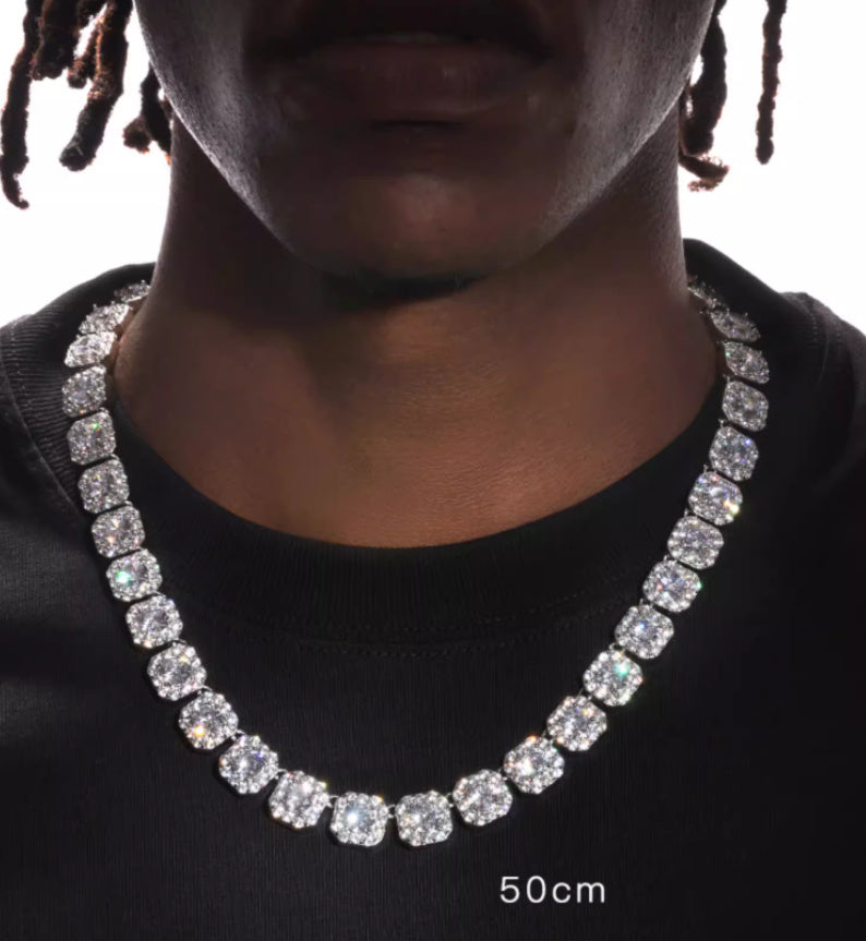 18K White Gold Plated Diamond Rock Sugar Necklace