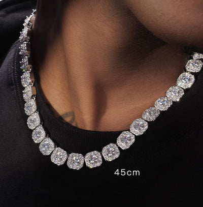 18K White Gold Plated Diamond Rock Sugar Necklace