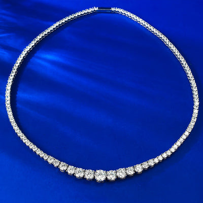 S925 Silver European And American Graceful And Fashionable Necklace Water Drop Round Diamond