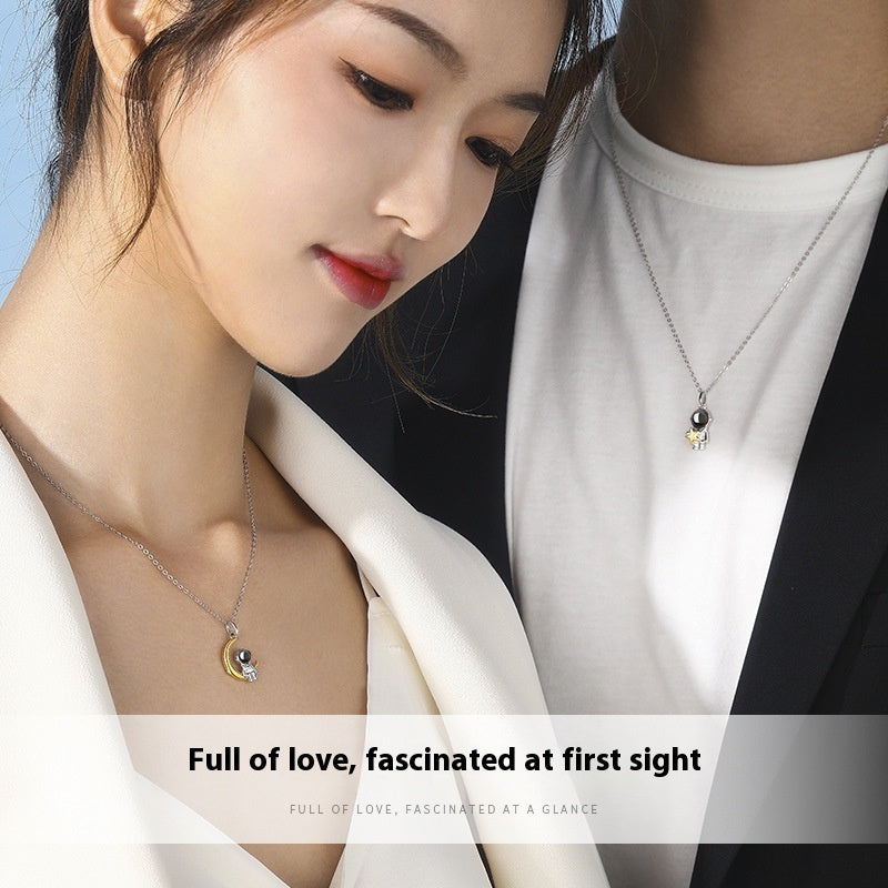 Astronaut Projection Couple Necklace Male And Female