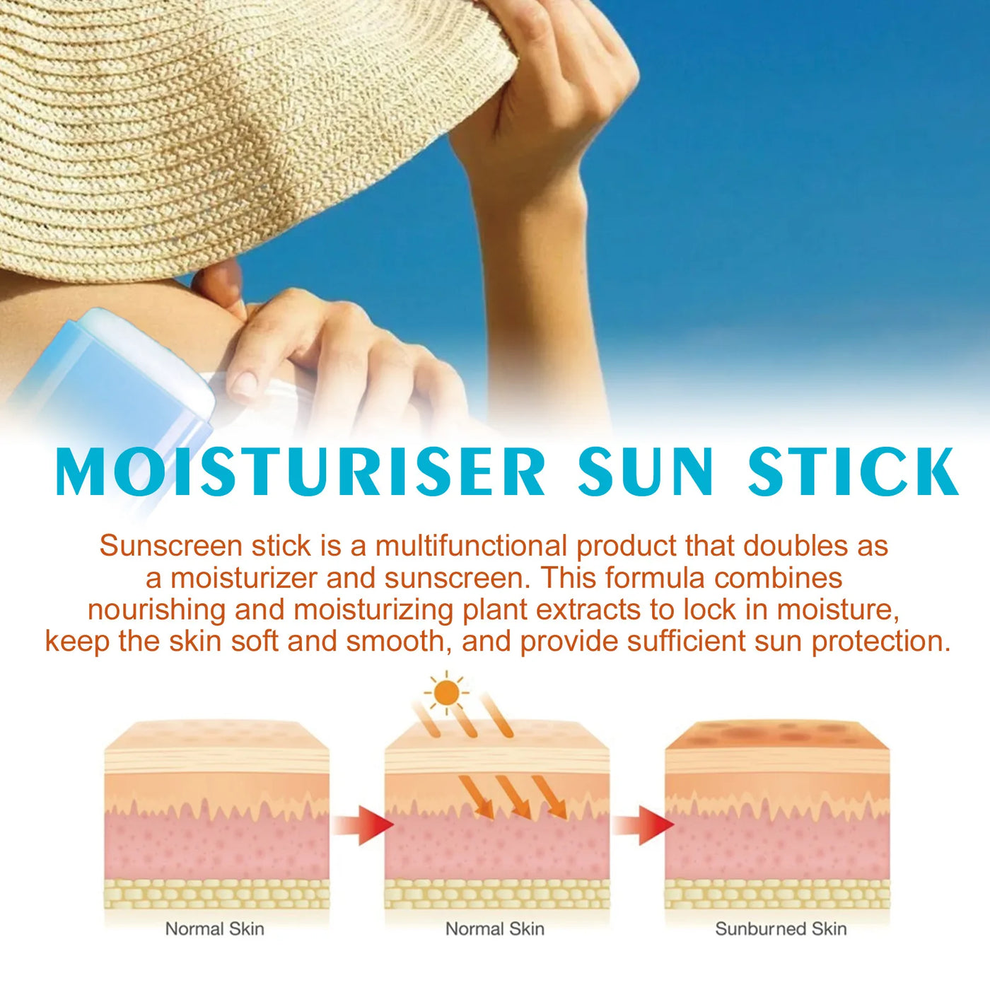 Spf50 UV Protection Sun Stick Waterproof Sweatproof Solar Blocker Moisturizing Lightweight Prevent Sunburn Anti Oxidant Sunblock