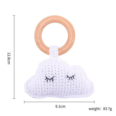 Wooden Baby Teether Crochet Elephant Toy