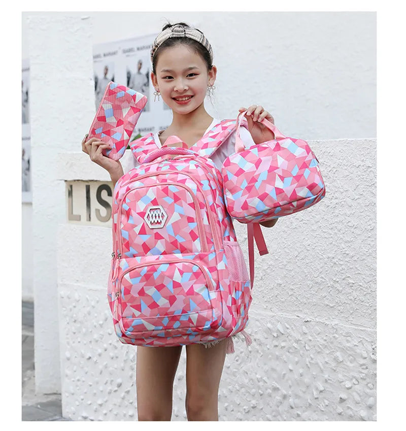 School Bags for Teenagers Girls Schoolbag Large Capacity Boys Printing School Backpack Set Rucksack Bagpack Kids Cute Book Bags