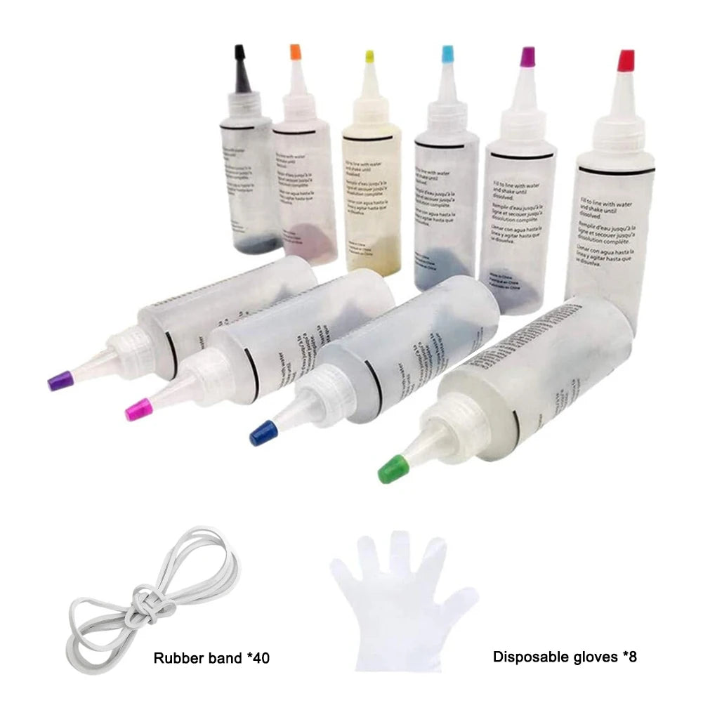 Tie Dye Kit 6/8/10colors Textile Fabric Paints Colorful Tie Dying With Rubber Bands Gloves DIY Clothing Graffiti Dye Paint Kit