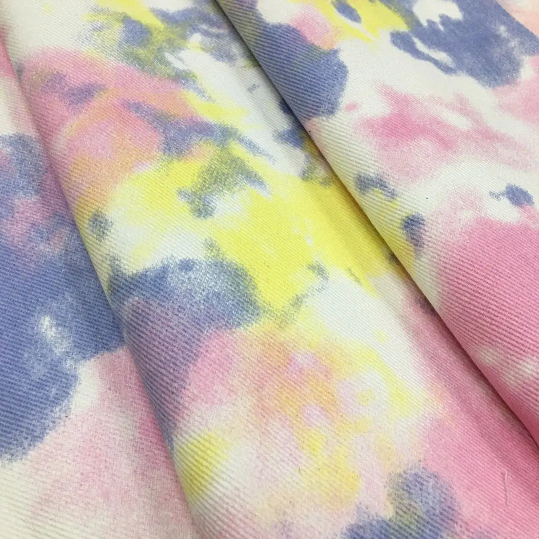 Color Tie Dye Washed Denim Fabric for Dress Skirt Coat Clothes Sewing Handmade DIY Thickened Pure Cotton 100% Textile 50x150cm