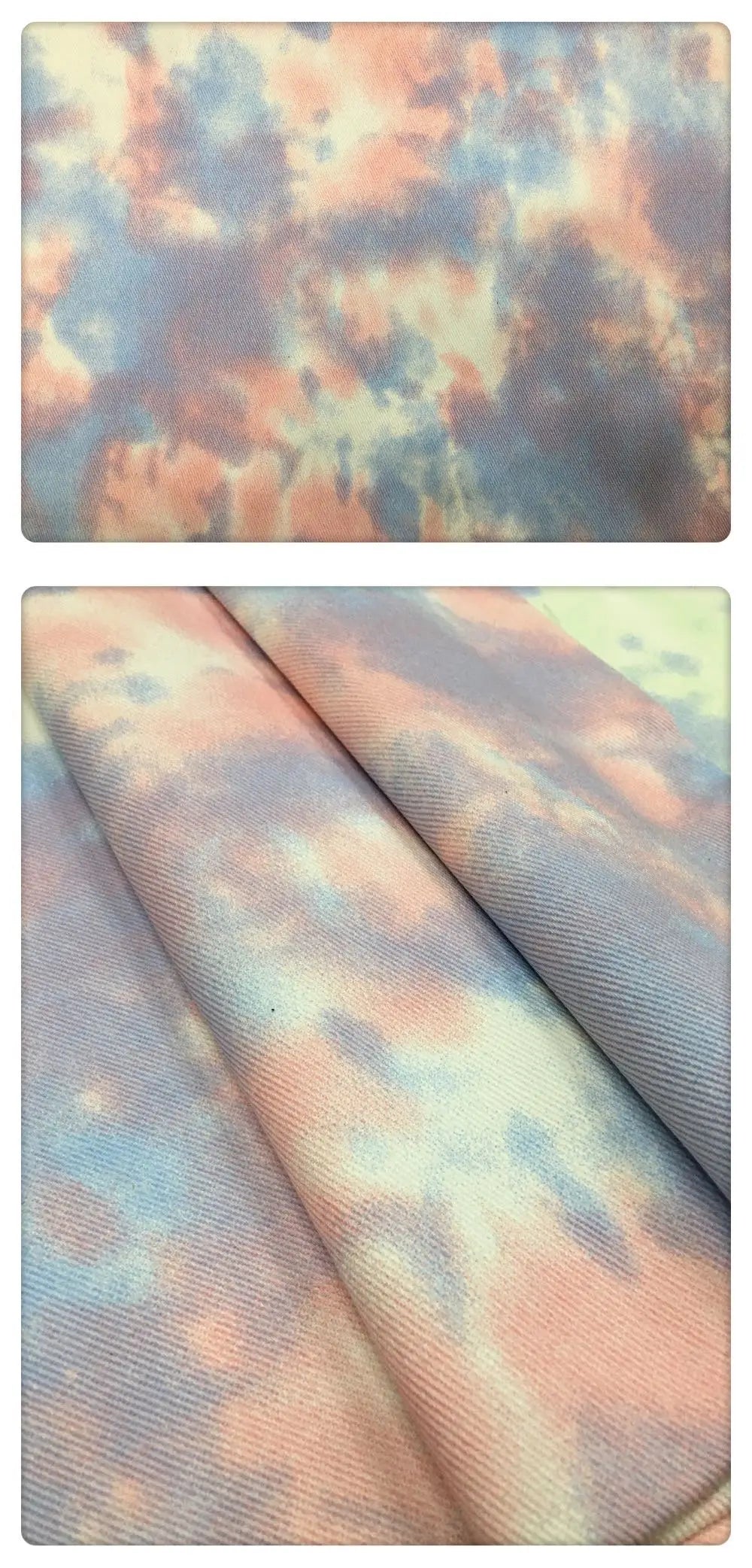 Color Tie Dye Washed Denim Fabric for Dress Skirt Coat Clothes Sewing Handmade DIY Thickened Pure Cotton 100% Textile 50x150cm