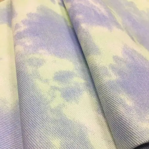 Color Tie Dye Washed Denim Fabric for Dress Skirt Coat Clothes Sewing Handmade DIY Thickened Pure Cotton 100% Textile 50x150cm