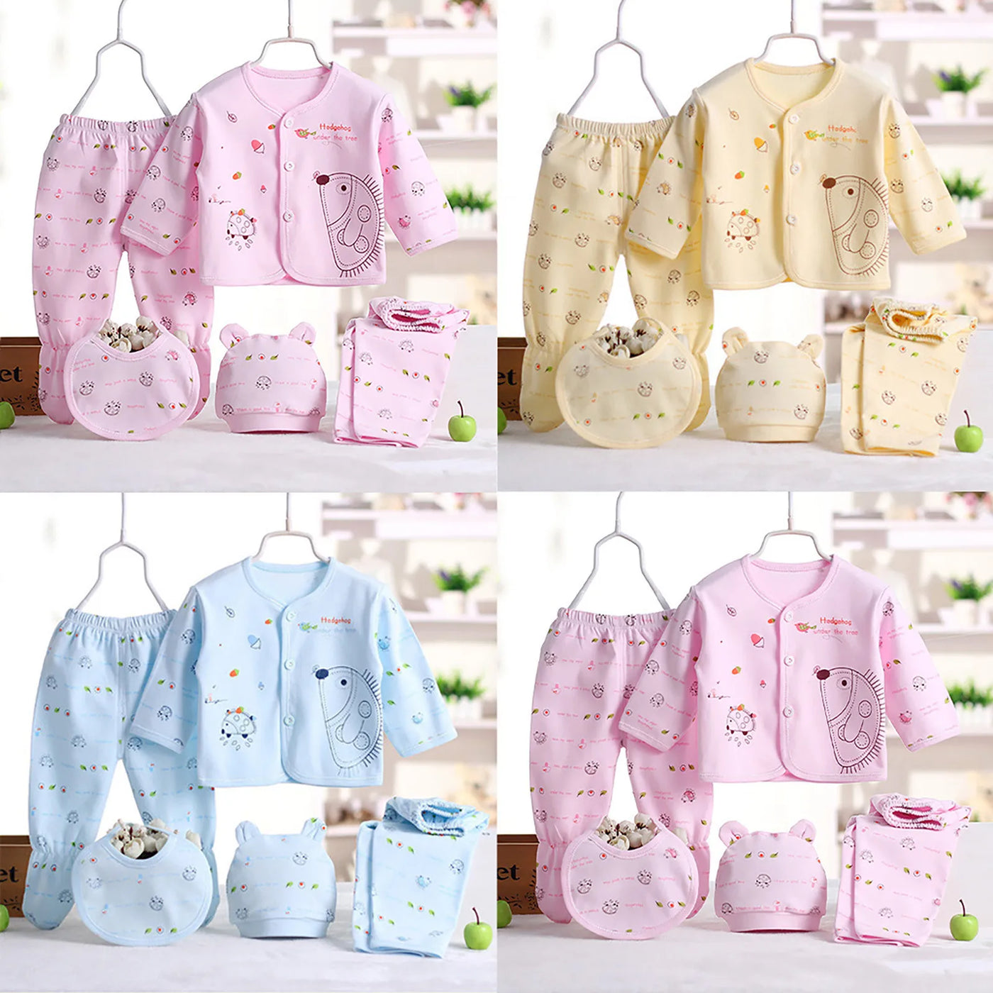 5pcs Newborn Baby Cartoon Long Sleeve