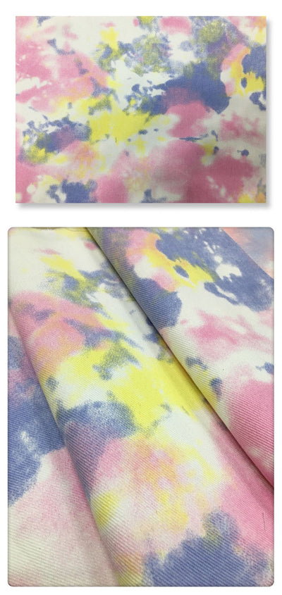 Color Tie Dye Washed Denim Fabric for Dress Skirt Coat Clothes Sewing Handmade DIY Thickened Pure Cotton 100% Textile 50x150cm