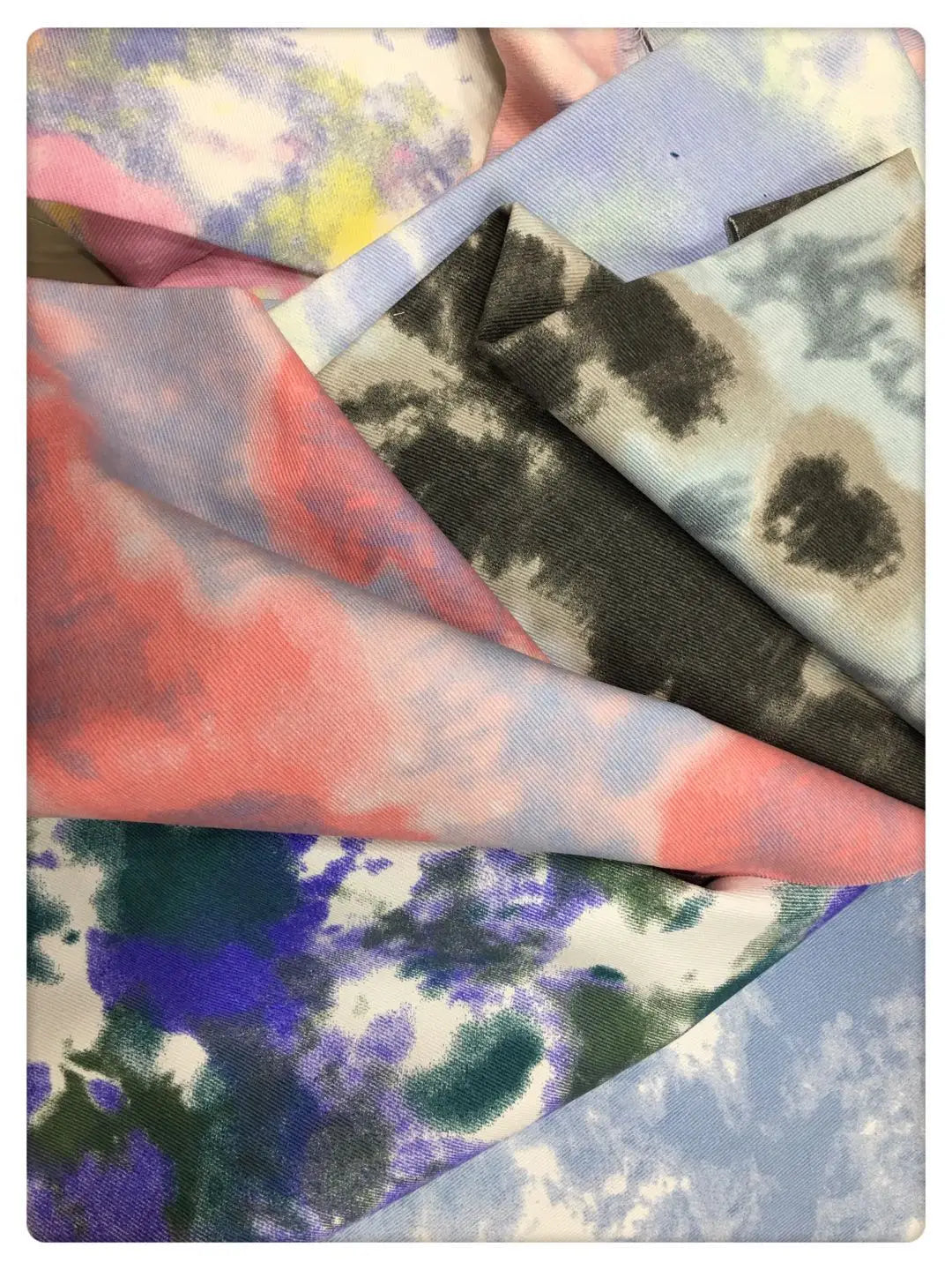 Color Tie Dye Washed Denim Fabric for Dress Skirt Coat Clothes Sewing Handmade DIY Thickened Pure Cotton 100% Textile 50x150cm