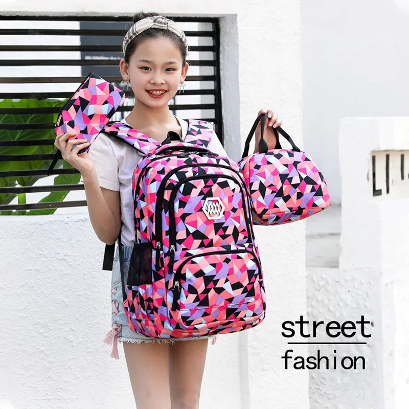 School Bags for Teenagers Girls Schoolbag Large Capacity Boys Printing School Backpack Set Rucksack Bagpack Kids Cute Book Bags