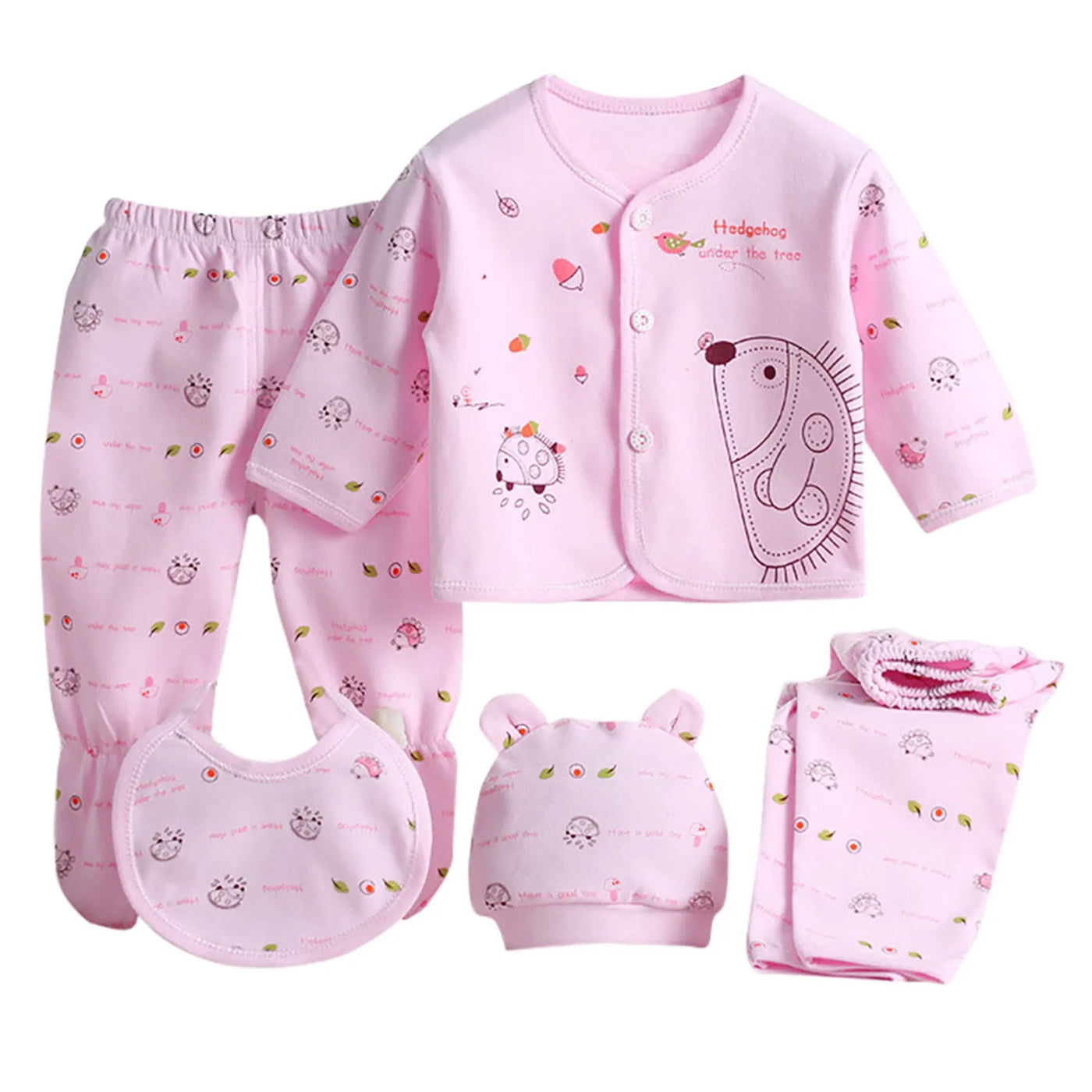 5pcs Newborn Baby Cartoon Long Sleeve