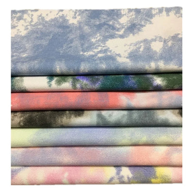 Color Tie Dye Washed Denim Fabric for Dress Skirt Coat Clothes Sewing Handmade DIY Thickened Pure Cotton 100% Textile 50x150cm