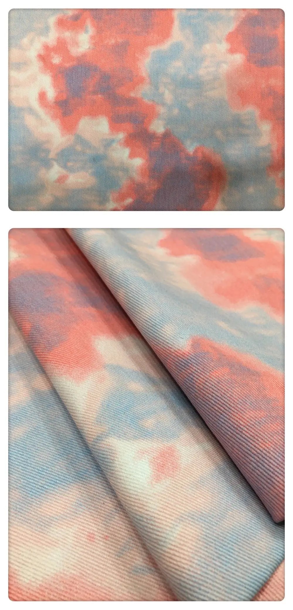 Color Tie Dye Washed Denim Fabric for Dress Skirt Coat Clothes Sewing Handmade DIY Thickened Pure Cotton 100% Textile 50x150cm