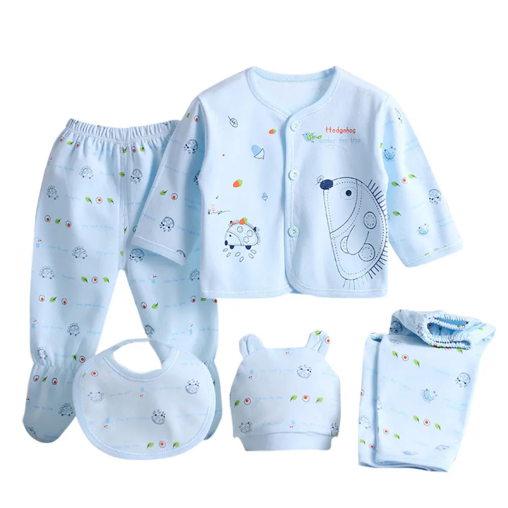 5pcs Newborn Baby Cartoon Long Sleeve