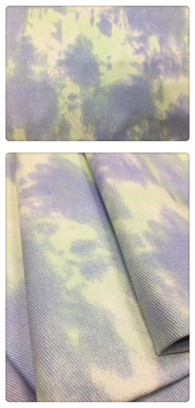 Color Tie Dye Washed Denim Fabric for Dress Skirt Coat Clothes Sewing Handmade DIY Thickened Pure Cotton 100% Textile 50x150cm
