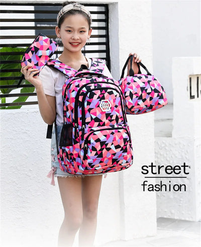 School Bags for Teenagers Girls Schoolbag Large Capacity Boys Printing School Backpack Set Rucksack Bagpack Kids Cute Book Bags