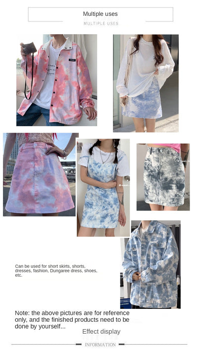 Color Tie Dye Washed Denim Fabric for Dress Skirt Coat Clothes Sewing Handmade DIY Thickened Pure Cotton 100% Textile 50x150cm