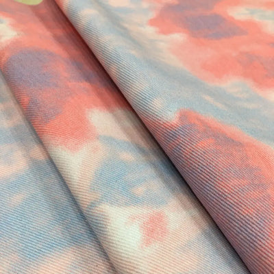 Color Tie Dye Washed Denim Fabric for Dress Skirt Coat Clothes Sewing Handmade DIY Thickened Pure Cotton 100% Textile 50x150cm