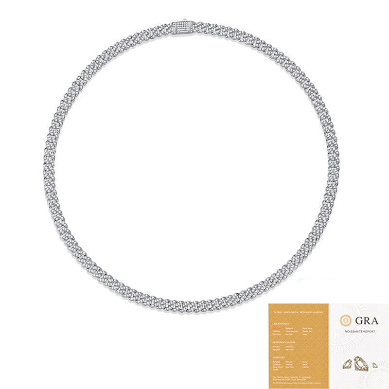 Moissanite Cuban Chain Silver Gold-plated Necklace