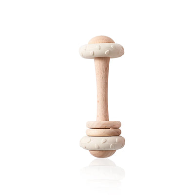 Wooden Rattle & Silicone Teether Toy