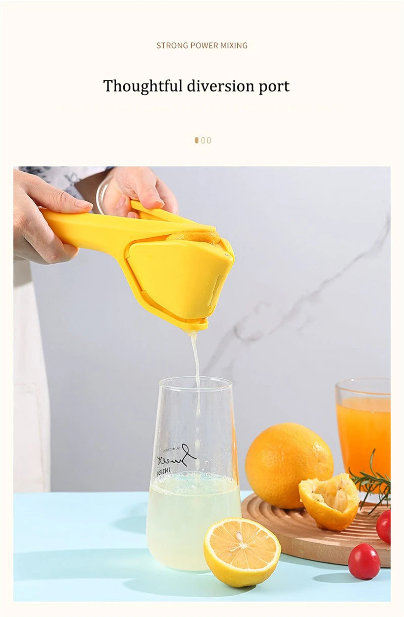 Max Juice Extraction Lemon Lime Squeezer EasytoUse Flat Lemon Squeezer with Leverage Squeezer with Built in Strainer Yellow