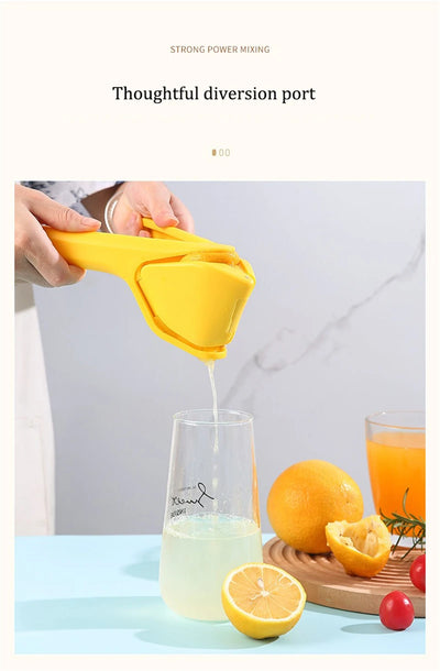 Max Juice Extraction Lemon Lime Squeezer EasytoUse Flat Lemon Squeezer with Leverage Squeezer with Built in Strainer Yellow