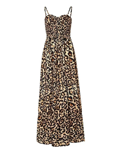 Women's Fashion Leopard Print Dresses Sexy Temperament Long Sling Dress Elegant 2025 Summer Sexy Female New Vestidos Party Cloth