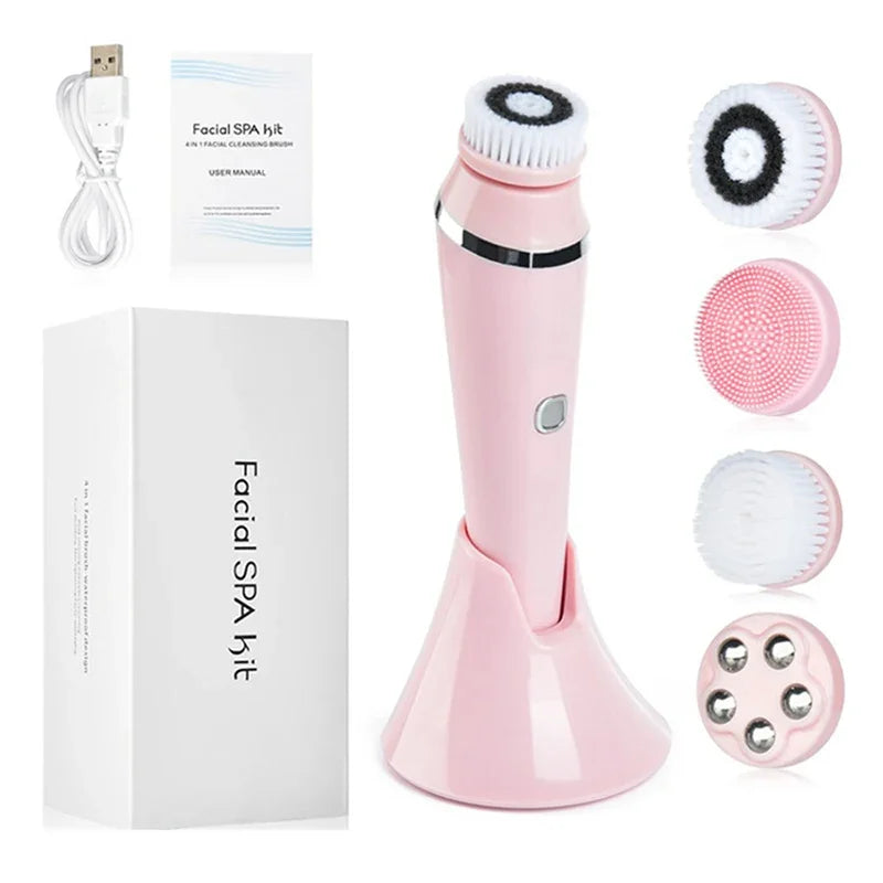 4-in-1 Rechargeable Sonic Facial Cleansing Brush