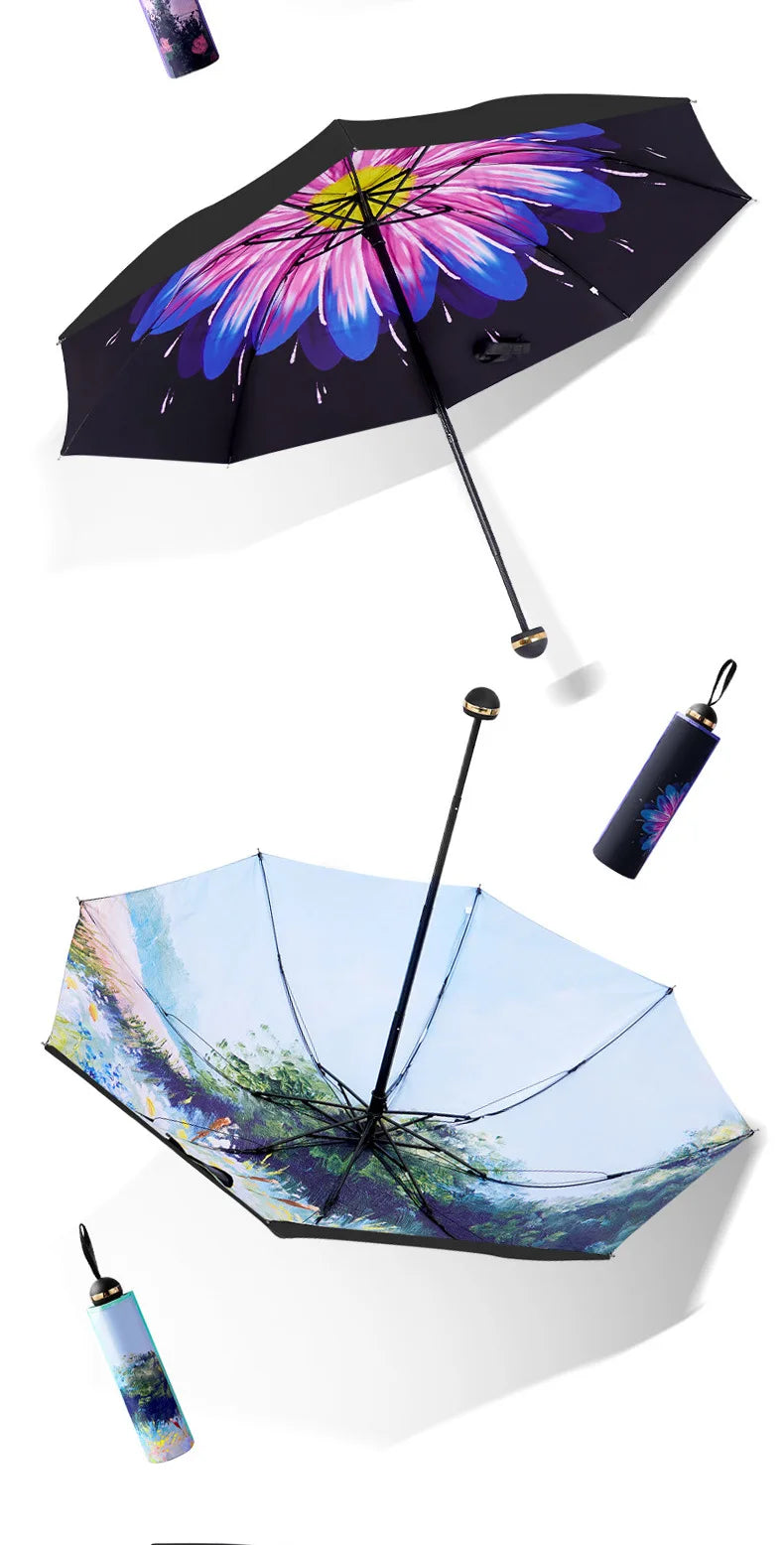 Sun Umbrella UV Protection Sunblock Double Sunshade Umbrella Both Rain and Shine Vinyl Umbrella