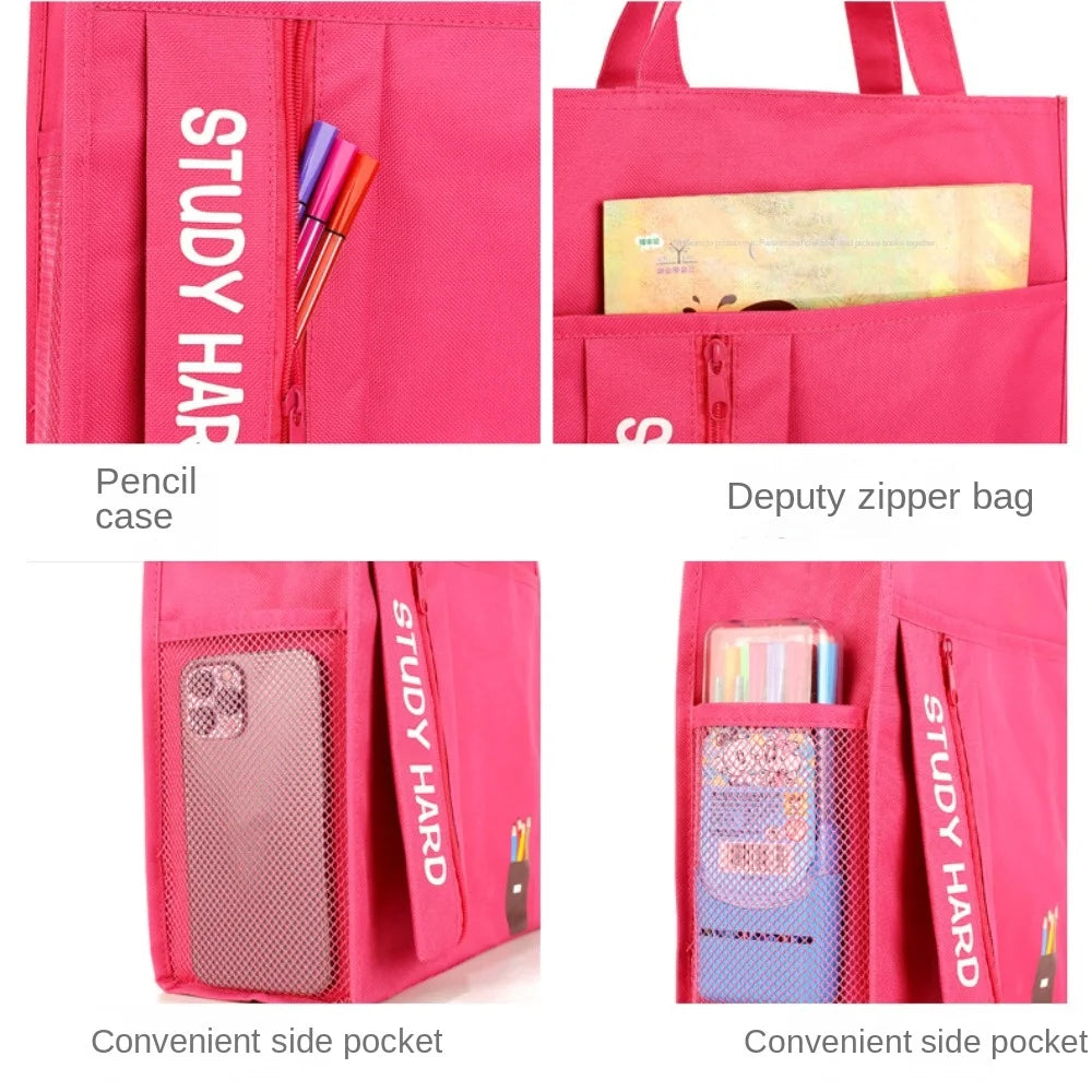 Shopping Bag Student Tutorial Bags Portable Travel Bag Children Art Bag Large Capacity Multi-functional School Information Bag