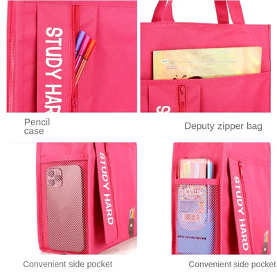 Shopping Bag Student Tutorial Bags Portable Travel Bag Children Art Bag Large Capacity Multi-functional School Information Bag