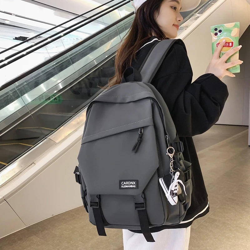 School bag, male college student, trendy brand, campus backpack, double shoulder bag, female, Korean style, simple, versatile, t