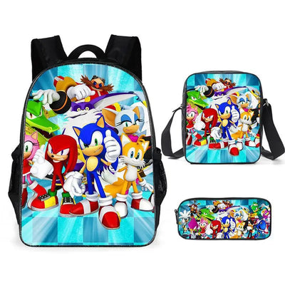 Sonic Backpack Primary and Middle School Students Schoolbag Boys Girls Anime Cartoon School Bag Mochila Zipper Shoulders