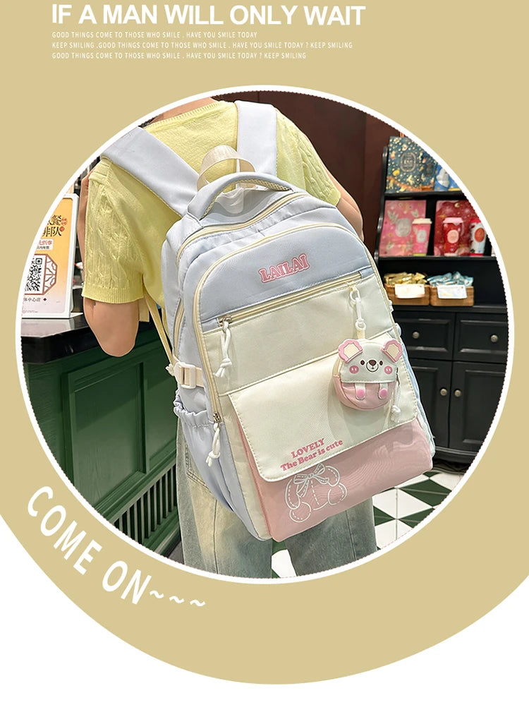 Schoolbag, a lightweight and large - capacity backpack designed for junior high school girls, aiming to relieve pressure and pro