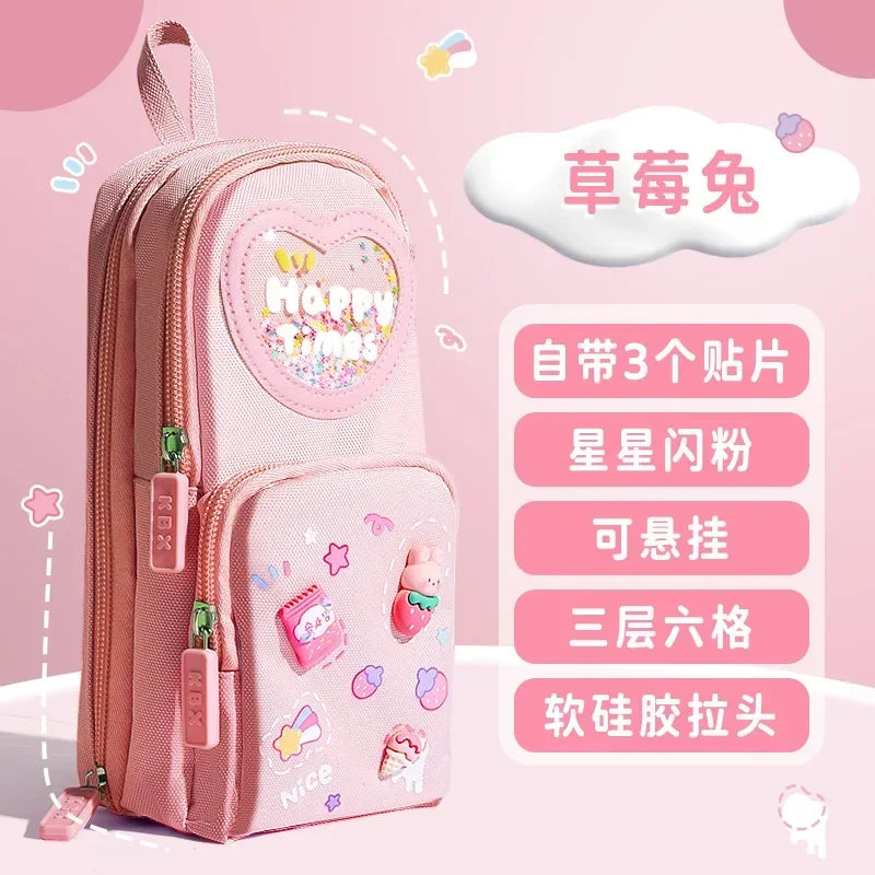 Schoolbag Style Pencil Case Girls Elementary School Students Children Large Capacity High Aesthetic Value Simple Cute Stationery