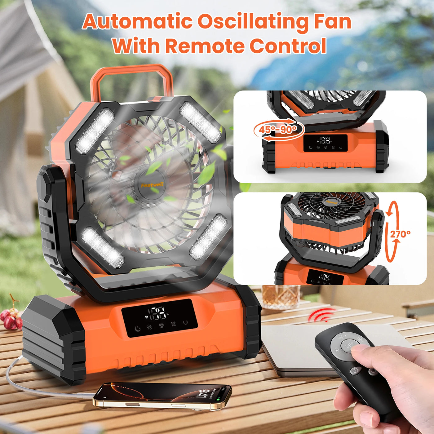 New 20000mAh Portable LED Camping Fan