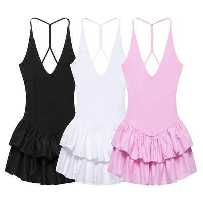 TRAF Sexy Party Halter Dress 2025 Women's Spring Summer Elegant Short Dress Fashion Casual White Pink Black Mini Dress Vestidos