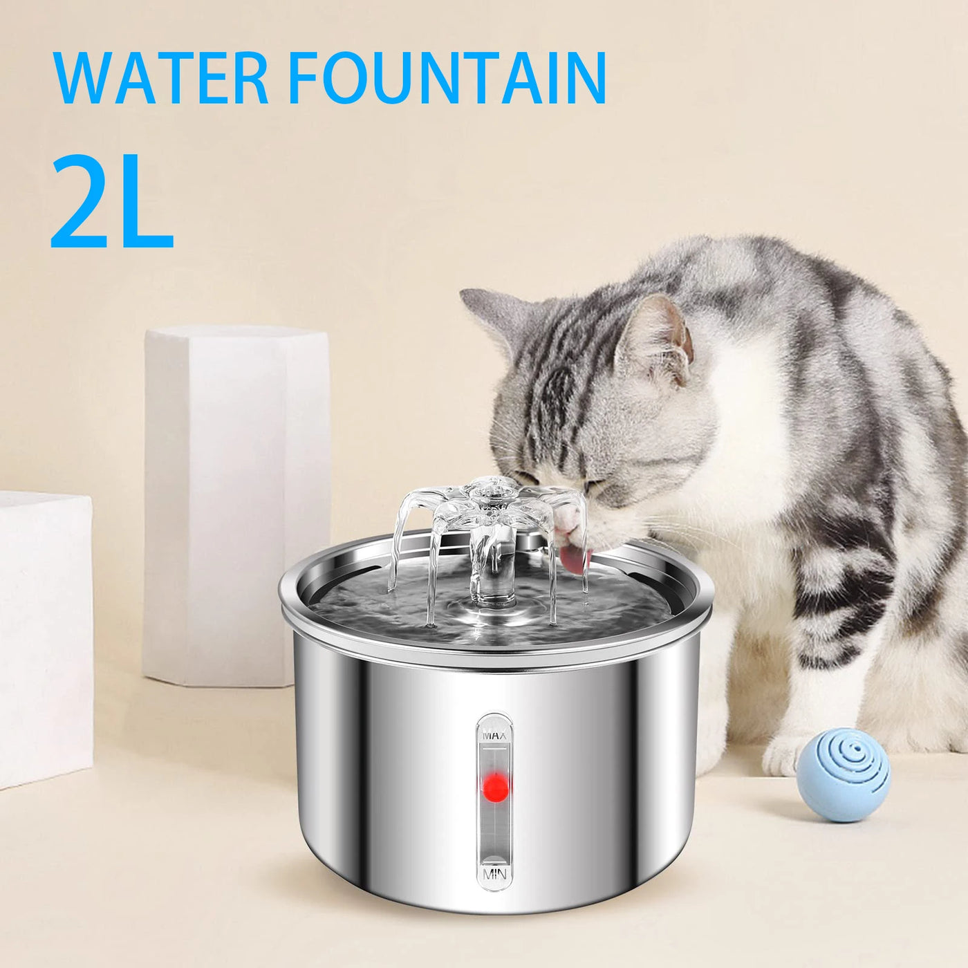Stainless Steel 2L Automatic Dog Water Fountain