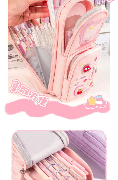Schoolbag Style Pencil Case Girls Elementary School Students Children Large Capacity High Aesthetic Value Simple Cute Stationery