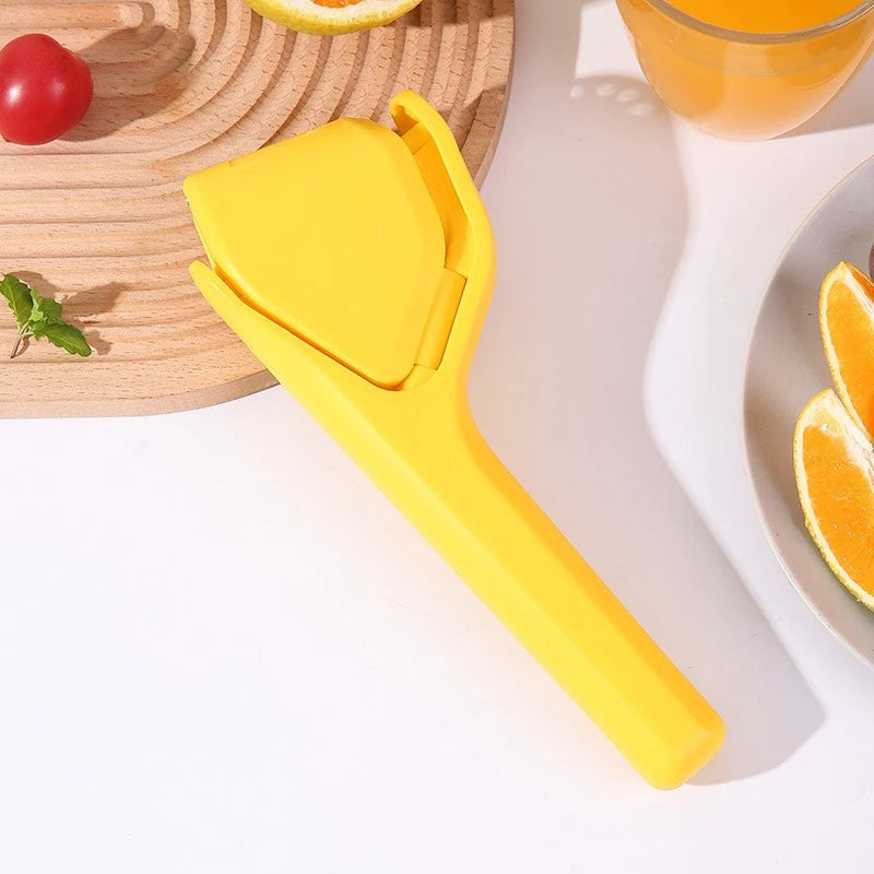 Max Juice Extraction Lemon Lime Squeezer EasytoUse Flat Lemon Squeezer with Leverage Squeezer with Built in Strainer Yellow
