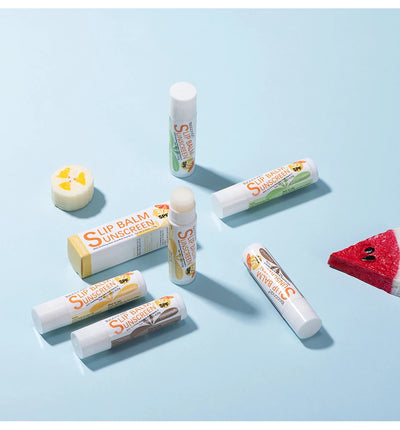 1 Piece Sunscreen Lip Balm SPF 30 UVA Protection Lips Moisturizer Watermelon Coconut Banana Flavor Colorless Lipstick Sun Care